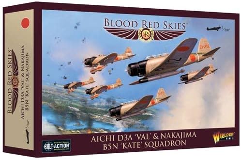 Warlord Blood Red Skies Aichi D3A Val & Nakajima B5N Kate Squadron 1200 WWII Mass Air Combat Table Top War Game 772411004