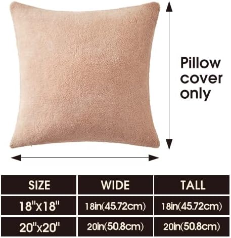 Juego de 2 fundas de almohada de sherpa, acogedoras y esponjosas, fundas de cojín decorativas para sofá, cama, almohadas decorativas, 18 x 18