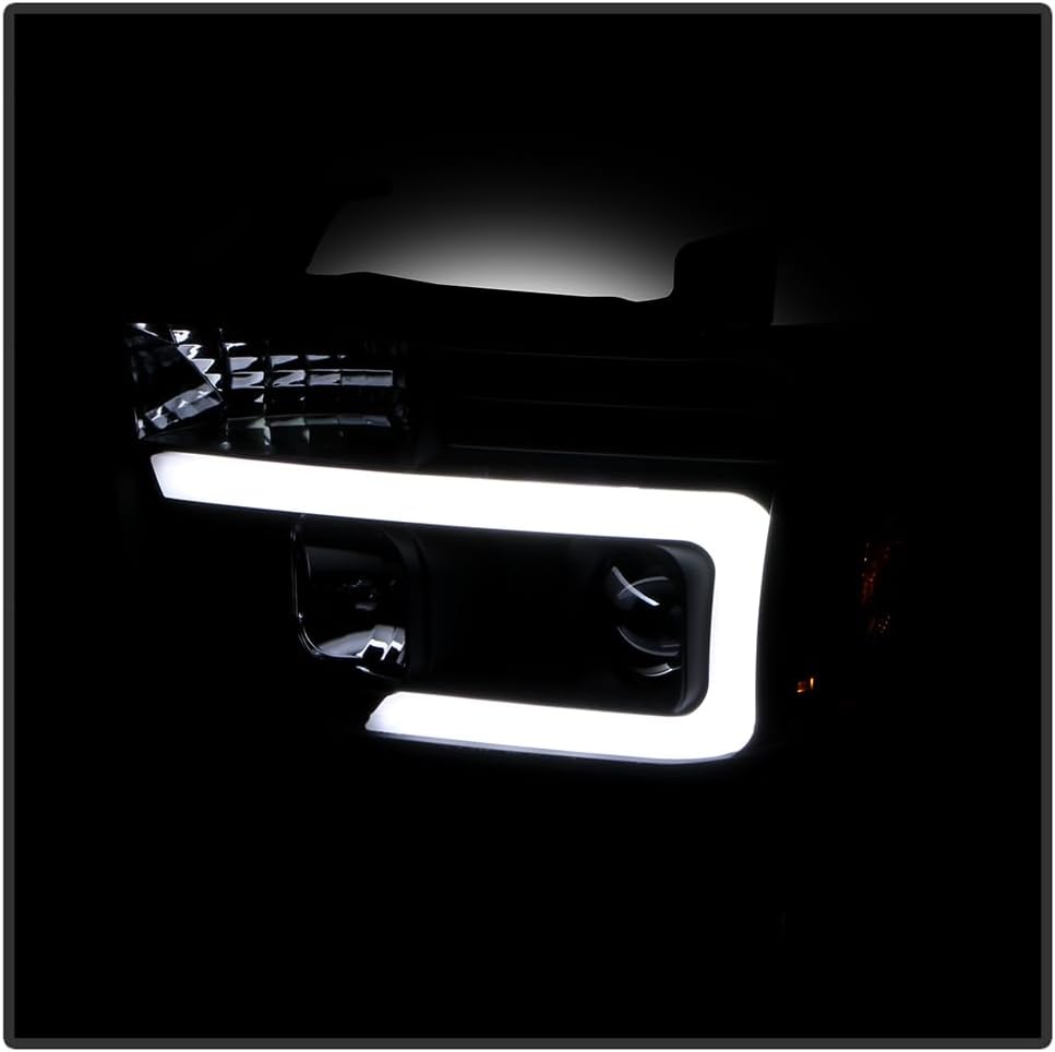 ACANII – Para 2007-2013 Toyota Tundra 08-17 Sequoia Pickup Negro LED Tubo Proyector Faros Faros Par Izquierdo+Derecho