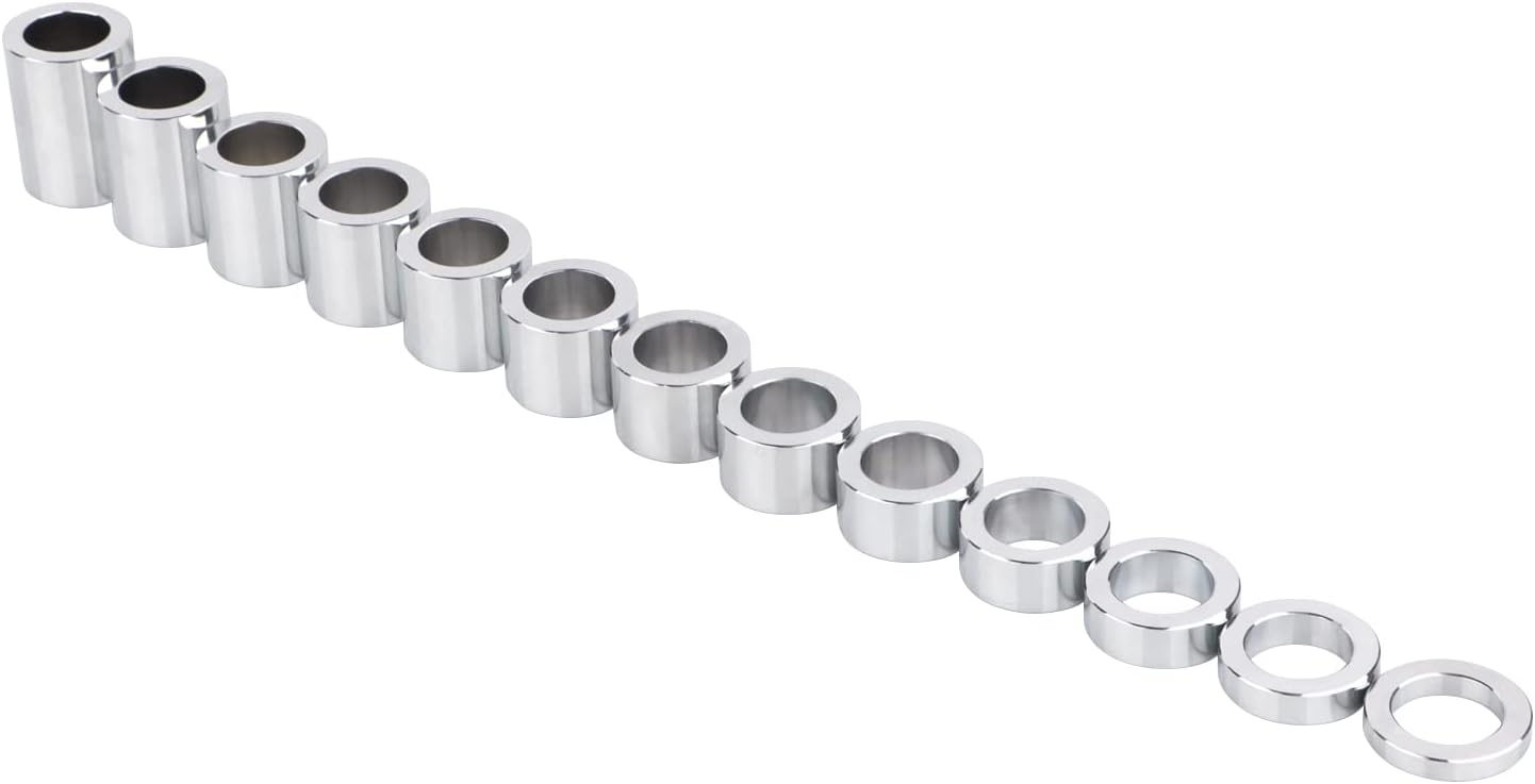 Kit de espaciador de eje de rueda de motocicleta cromado, 1 pulgada, diámetro exterior 1-12 pulgadas (1.50) para Harley Touring Road King Electra