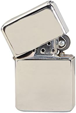 Thirsty Rhino Klik, encendedor de mecha de aceite recargable a prueba de viento con tapa abatible vintage y estuche de regalo de aluminio (plateado)