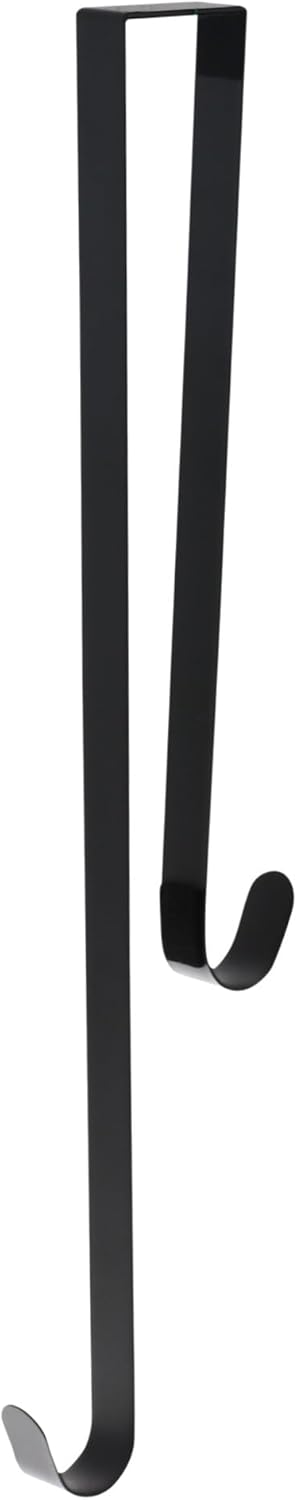 Haute Decor Colgador de corona de doble cara (negro mate)  Cuelga decoraciones en la parte delantera y trasera de tu puerta  Ganchos fuertes que