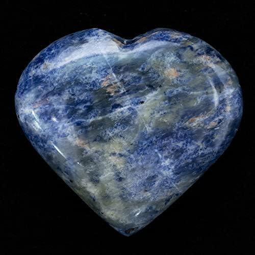 Crocon Juego de piedras de soplo con forma de corazón de sodalita de 1.969 in, 450 quilates, bolsillo de cristal curativo, colección de piedras de