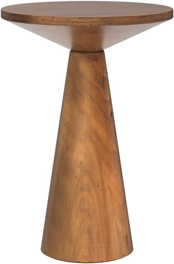 Mesa auxiliar de pedestal pequeña, redonda de granja, mesa de martini, soporte de madera para plantas, mesa rústica para bebidas para espacios