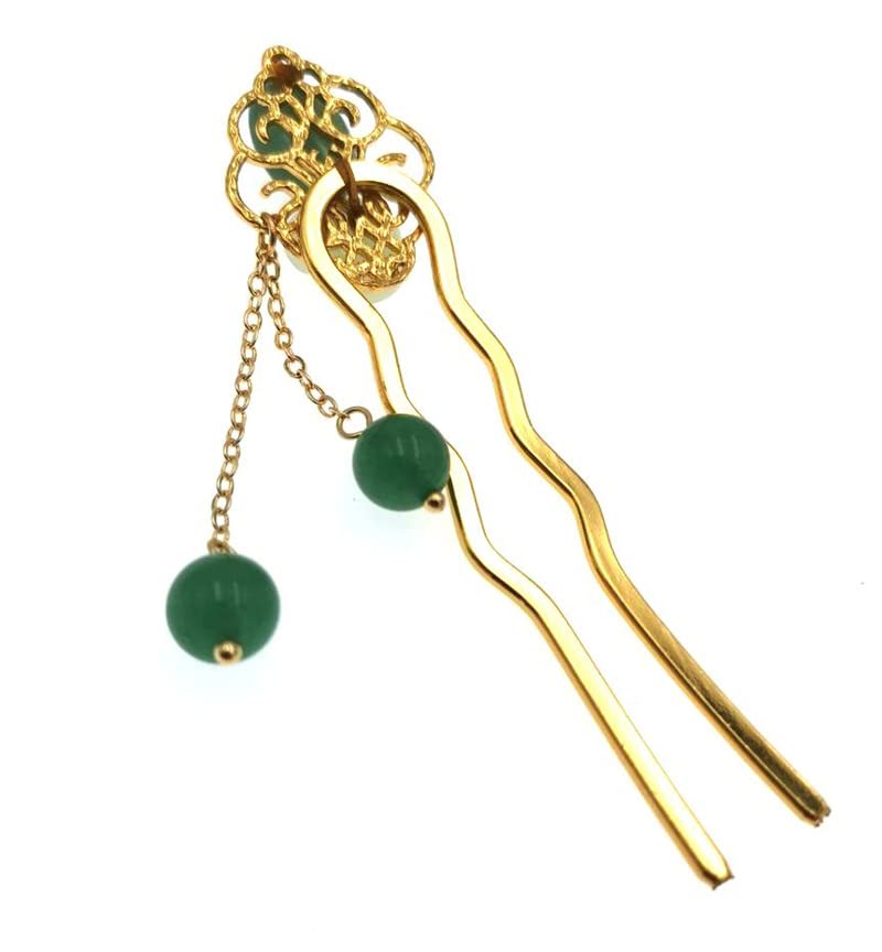 Pinzas para el pelo de flores de jade para mujeres y niñas, palillos retro Hanfu en forma de U, accesorios para la fabricación del cabello,