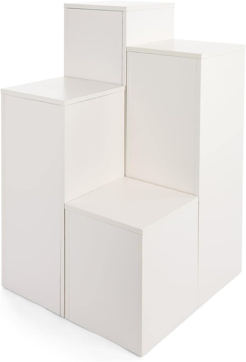 Displays2go Juego de exhibición de pedestal alto, cuatro tamaños, construcción de tableros de partículas, acabado de melamina – blanco (WDCUBEWHT0)