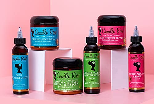 Camille Rose Nangai & Tsubaki Strength Restore Protein Hair Treatment  Fortalece, repara y reduce la rotura  8 onzas líquidas
