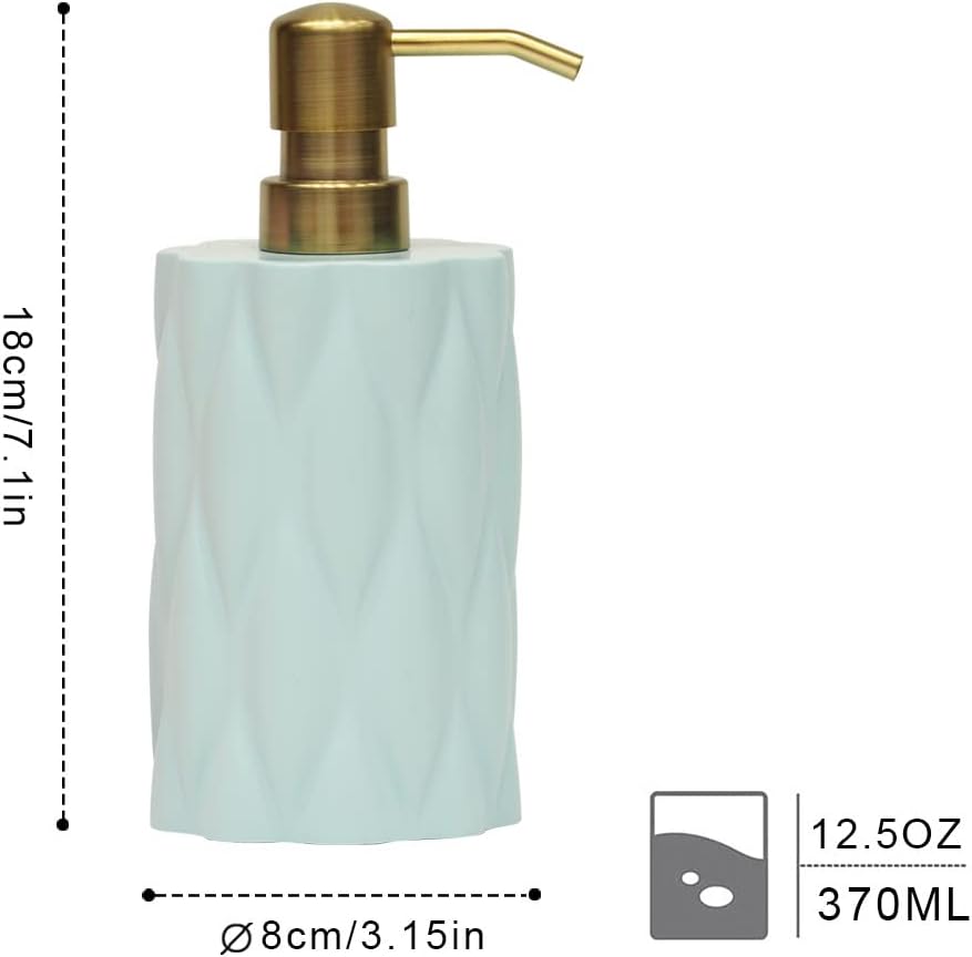 Juego de 2 dispensadores de jabón verde salvia para encimera de baño y fregadero de cocina, dispensador de jabón de manos decorativo con bomba