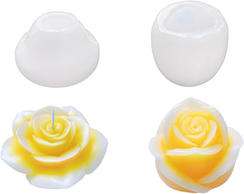2 moldes de silicona para velas de flores, moldes de vela de resina 3D, kit de moldes de flores en forma de rosa para pasteles hechos a mano, jabón,