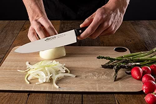 Arcos Cuchillo de chef de acero inoxidable de 8 pulgadas. Cuchillo de cocina para cortar y pelar alimentos pequeños. Mango ergonómico de