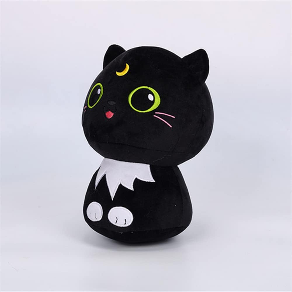 Peluche de hongo de 8 pulgadas, animal de peluche de gato negro, bonita almohada de peluche, para regalos adecuados para niñas y niños (gato negro