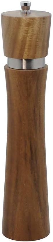 Juego de 2 molinillos de madera de acacia para sal y pimienta de 10 pulgadas, kit de molinillo de pimienta manual con grosor ajustable (juego de