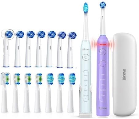 Bitvae Paquete de cepillos de dientes eléctricos ultrasónicos y giratorios para adultos y niños, cepillos de dientes recargables sónicos aceptados