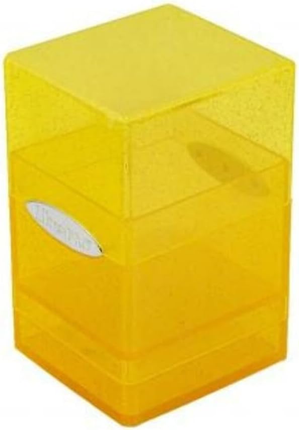 Ultra Pro – Caja de cubierta de torre de satén amarillo con purpurina acabado brillante, compacto, seguro y duradero, capacidad para más de 100