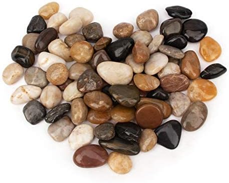 18 libras Guijarros para acuario, grava, río roca, grava decorativa pulida natural, rocas ornamentales de jardín, piedras de pecera de colores