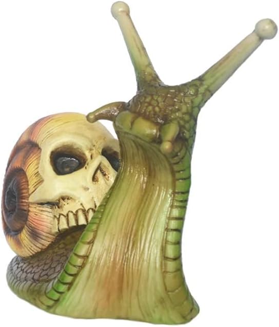 Leatrice Caracol de calavera de Halloween, escultura de calavera, decoración gótica para el hogar, manualidades de resina, decoración al aire libre,