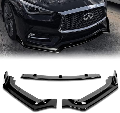 HK5 Kit de 3 piezas de alerón de parachoques delantero, divisor de carrocería lateral, compatible con Infiniti Q60 2DR Coupe 2017-2022, 2018 2019