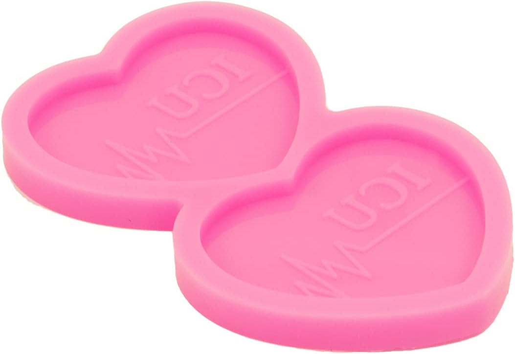 Heartbeat – Molde de resina de silicona con forma de latido de corazón de 2 cavidades, molde de carrete de insignia, molde de resina para exposición
