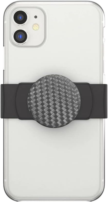PopSockets – Agarre para teléfonos y fundas, agarre deslizable para teléfono con soporte expandible, bordes cuadrados, tejido de carbonita negra