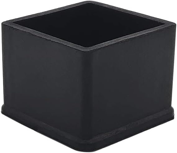 Flyshop Tapas cuadradas de goma antideslizantes para patas de silla, protectores de suelo para muebles, 1-38 pulgadas x 1-38 pulgadas, color negro,