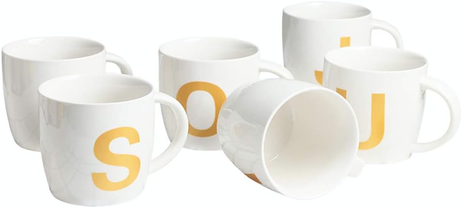 ZaH Taza de café de 16 onzas, taza de cerámica del alfabeto ABC para mujeres, hombres, niños y niñas, decoración del hogar, taza inicial A-Z (A)