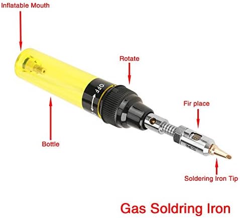 Pluma de soldadura de gas recargable inalámbrica Iso-Tip Pluma de gas butano para herramienta de reparación de PC electrónica 8ML ((amarillo))