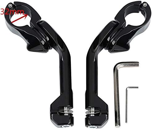 Kit de montaje de clavijas de carretera ajustable en ángulo largo de 1-14 pulgadas de 1.260 in, color negro brillante, compatible con Harley Touring