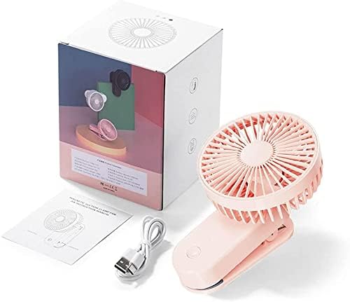 Mini ventilador de escritorio portátil con clip, 2400 mA recargable USB, funciona con pilas, ventilador de cochecito con magnético, rosa