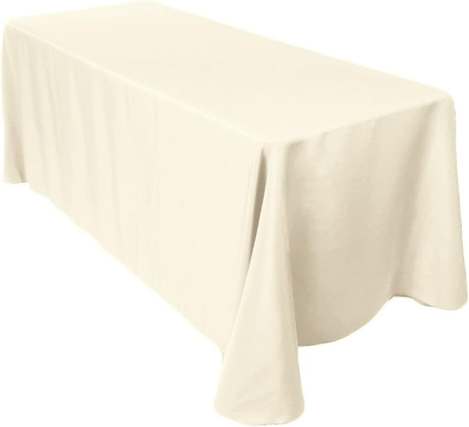 Paquete de 2 manteles rectangulares de poliéster marfil de 90 x 132 pulgadas, resistente a las manchas y a las arrugas, lavable para mesa de