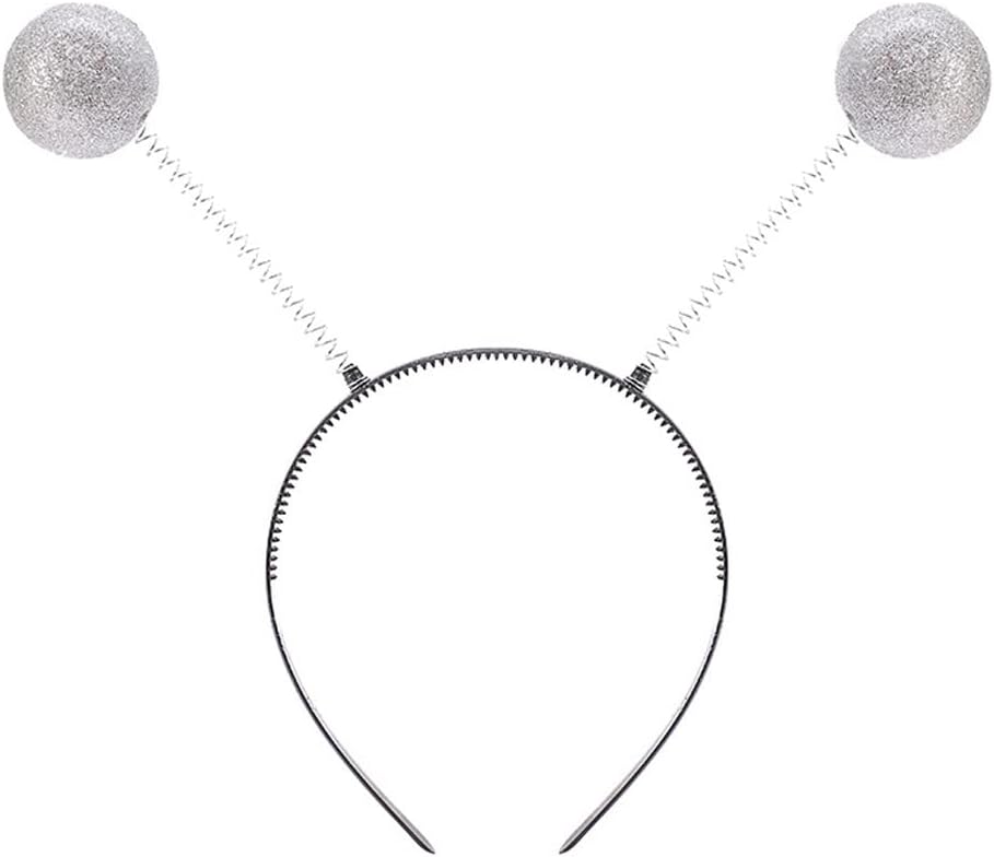 1 diadema de antenas marcianas plateadas, diadema alienígena, disfraz de Halloween, accesorios de recuerdos de fiesta