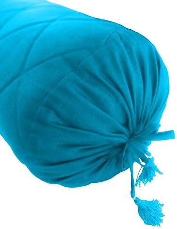Saffron Funda de almohada acolchada decorativa redonda para cama, 8 pulgadas de diámetro x 24 pulgadas de largo (7.9 in de diámetro x 23.6 in de
