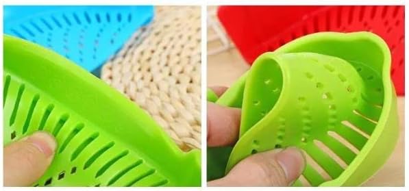 ENDEGOO – Colador de silicona y colador de pasta, colador ajustable de clip negro para ollas, sartenes y cuencos, colador de cocina para frutas y