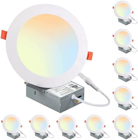 Iluminación  9 W 4 pulgadas (OD 4.75 pulgadas  ID 4 pulgadas) seleccionable 5CCT LED empotrable bombilla delgada lámpara con caja de conexiones ETL