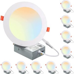 Iluminación  18 W 8 pulgadas (OD 8.75 pulgadas  ID 8 pulgadas) seleccionable 5CCT LED empotrable bombilla delgada lámpara con caja de conexiones ETL Iluminación  18 W 8 pulgadas (OD 8.75 pulgadas  ID 8 pulgadas) seleccionable 5CCT LED empotrable bombilla delgada lámpara con caja de conexiones ETL