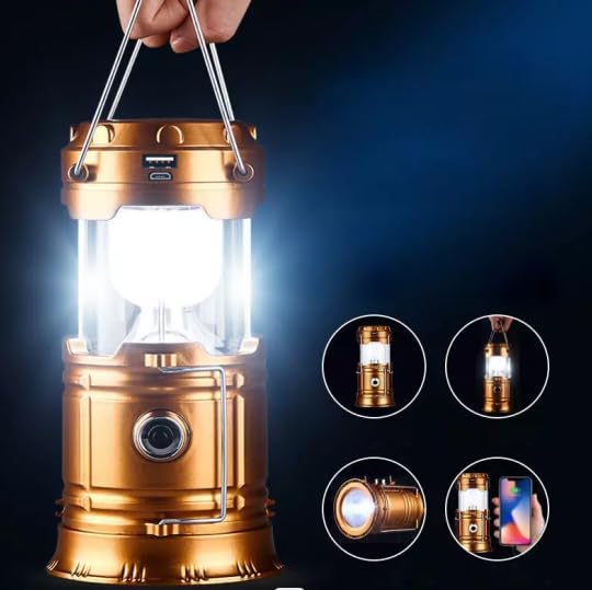 AlphaDesignLux – Linterna LED portátil plegable para campamento, ligera, impermeable, recargable por USB, kits de supervivencia para interiores y