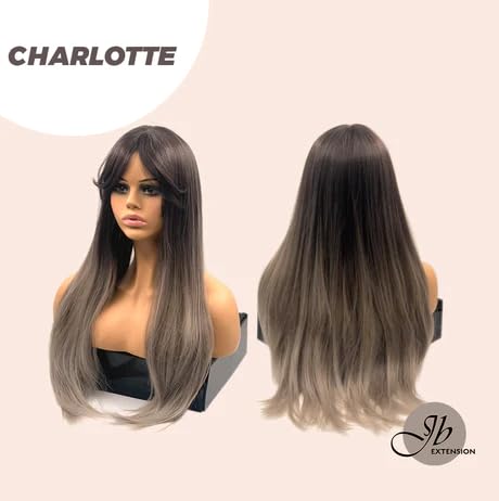 JBEXTENSION CHARLOTTE – Peluca larga y lacia de cabello largo sin pegamento para mujer, pelucas sintéticas naturales para uso diario (pelucas de