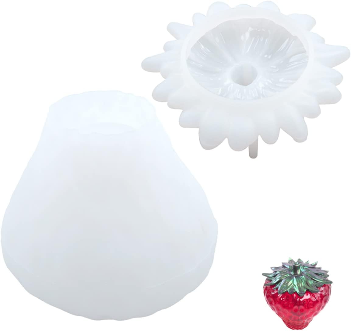 SEWACC 4 Sets Strawberry Storage Mold Fruit jar Mold Bottle Storage jar Silicone molding DIY Crafts Mold DIY Glasses Mold Fruit jar Holder Mold