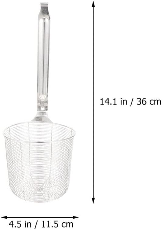 ZzzaNa Cesta de papas fritas de acero inoxidable, cesta de metal para freír, colador de araña, colador de espaguetis, colador de fideos, escurridor