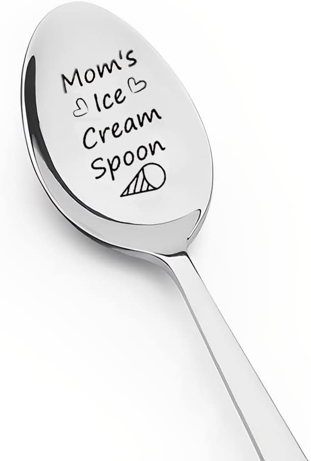 Regalos de cumpleaños para mamá de hija e hijo, cuchara de regalo para amantes de los helados, cucharas divertidas de helado para mamá, cuchara de
