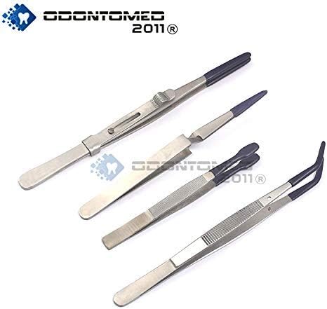 OdontoMed2011 Paquete de 4 pinzas de goma recubiertas de goma PVC que no se marcan cuentas de joyería Hobby Craft Work Juego de pinzas de acero