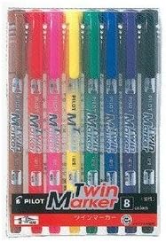 Pilot Tinta a base de aceite Twin Marker FinoExtra Fine 8-Color Set (MEF-96EU-8C)