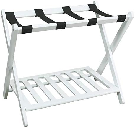 MISC – Estante de equipaje plegable para habitación de invitados, color blanco, para maleta, plegable, para dormitorio, madera resistente