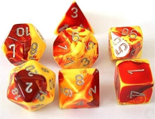 Chessex CHX26450 Juego de dados Géminis rojo-amarilloplateado, talla única, multicolor