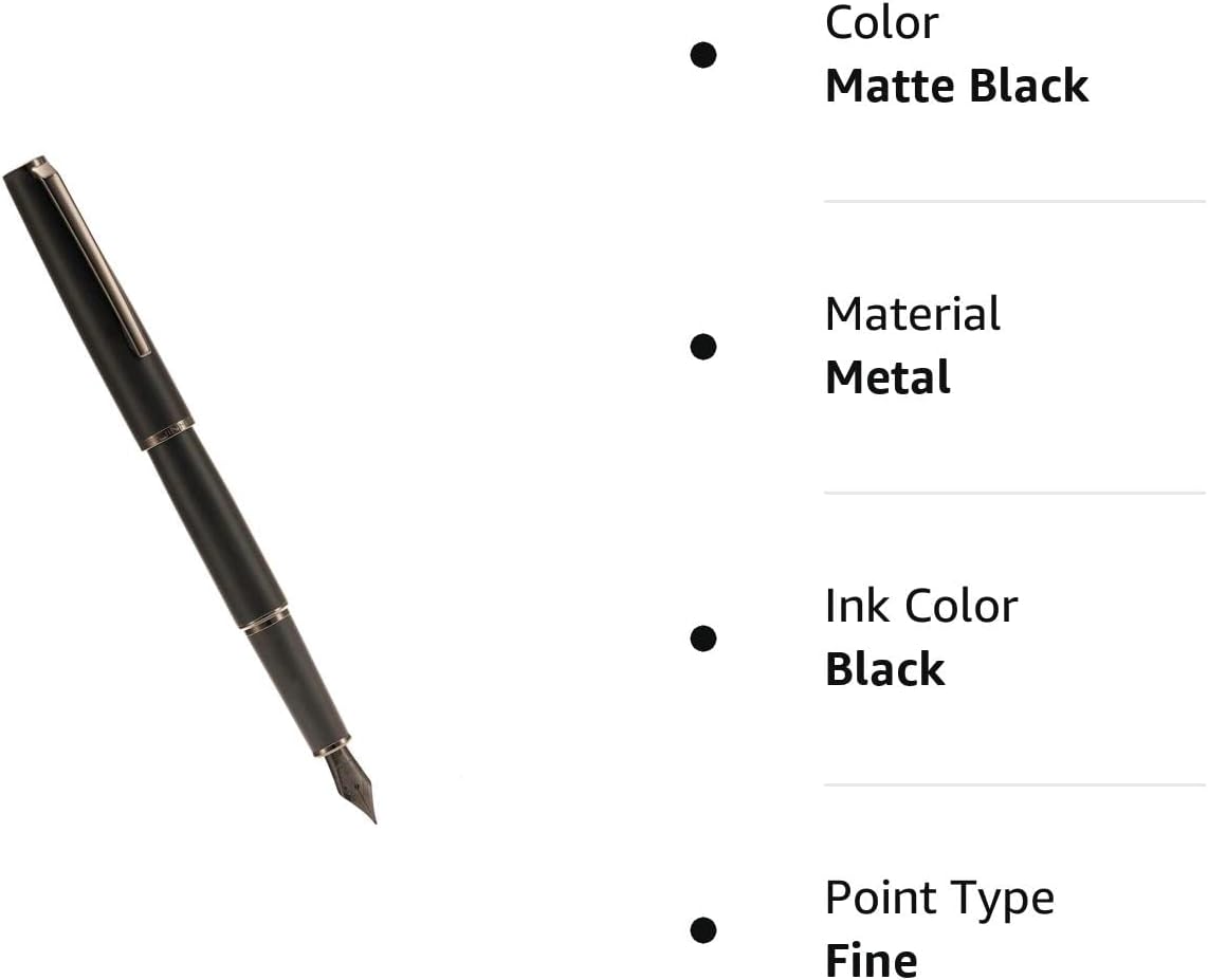 Jinhao – Pluma estilográfica de metal 95, punta extrafina, color negro mate