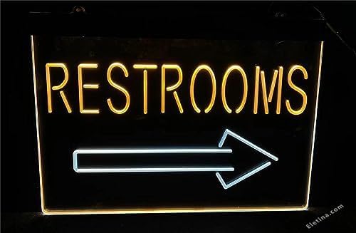Letreros personalizados para fiesta de bar, regalo de boda, letreros personalizados para baño, flecha hacia la derecha, inodoro, luz LED blanca y