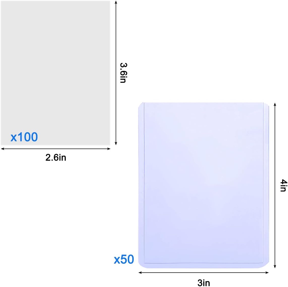 150 fundas para tarjetas comerciales, 3 x 4 pulgadas, 50 protectores de plástico duro para tarjetas de béisbol + 100 fundas suaves transparentes,