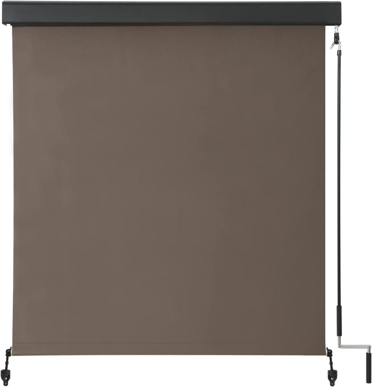 VICLLAX Persiana enrollable de alta calidad para exteriores, tela de PVC, para porche, patio, balcón, funciona con manivela con cenefa protectora de