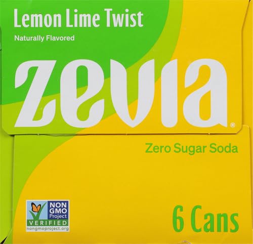 Zevia Soda Zero Calorie, Lemon Lime Twist, latas de 12 onzas (paquete de 6)