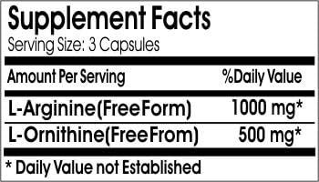 Naturetition Supplements L-Arginina 1000mg y L-Ornitina 500mg  100 Cápsulas – Sin Aditivos