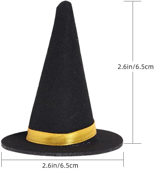 6 sombreros de bruja de fieltro hechos a mano para decoración de botellas de vino para fiestas de Halloween, accesorios para el cabello, manualidades